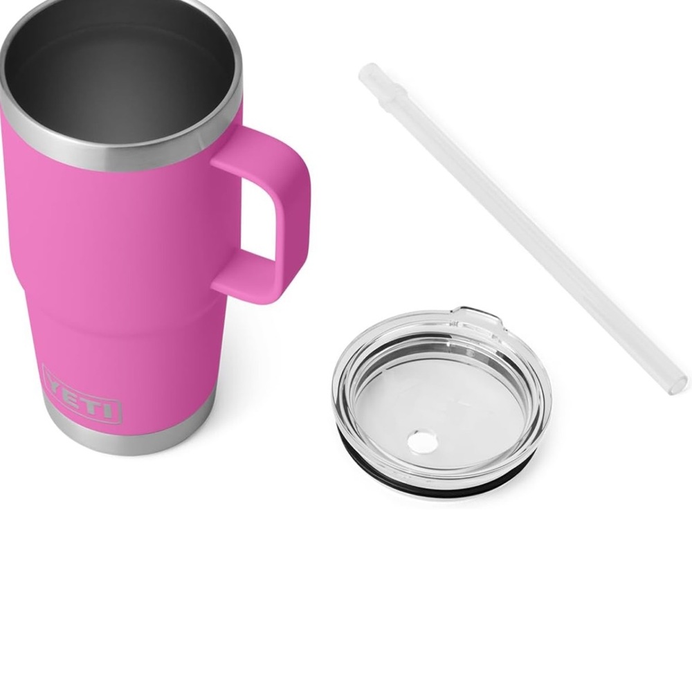 YETI Rambler 25 oz Mug in Bright Pink with Straw Lid - Picture 2 of 7